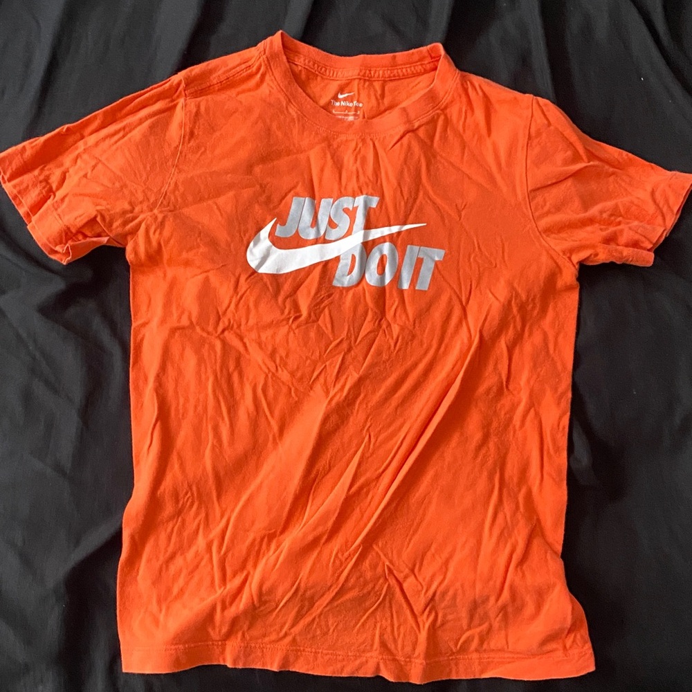 Nike Men's Bright Orange Tee with White Logo
